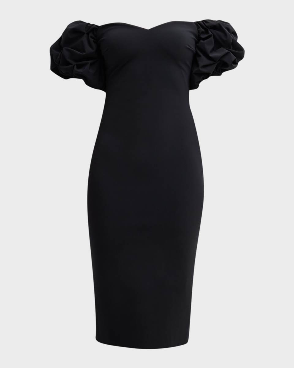 Gavril Off-Shoulder Puff-Sleeve Midi Dress