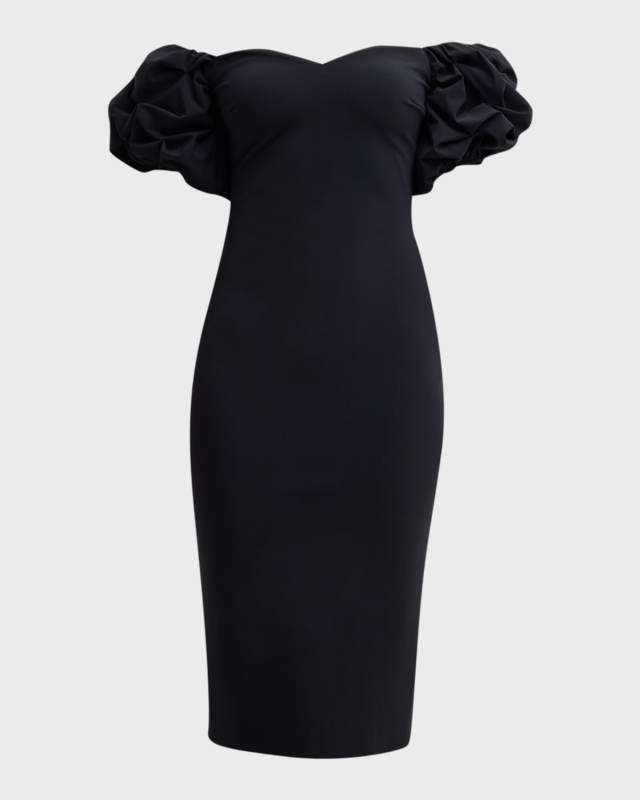 Gavril Off-Shoulder Puff-Sleeve Midi Dress