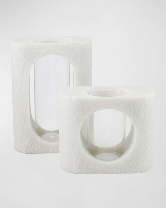 Emilie Stone & Glass Vases, Set of 2
