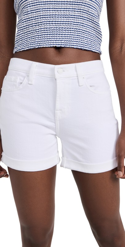 7 For All Mankind Mid Roll Shorts White