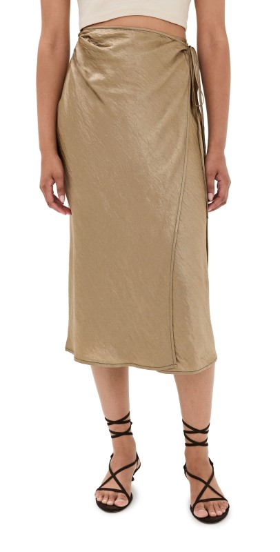 Acne Studios Fluid Wrap Skirt Old Green