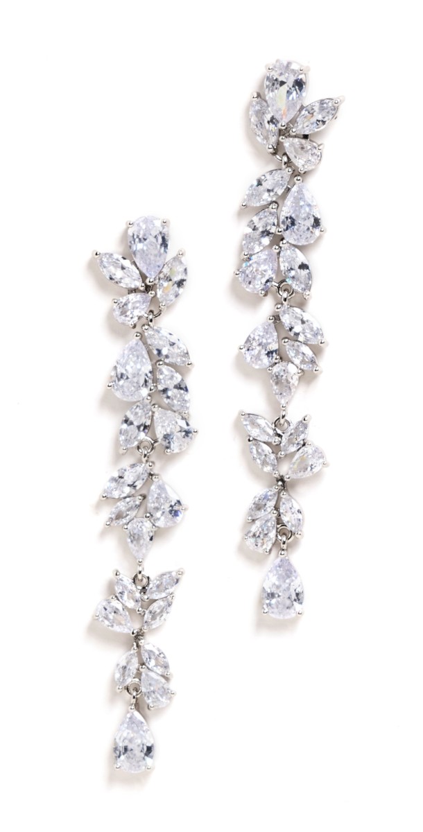 SHASHI Fallen Leaf Earrings White Gold