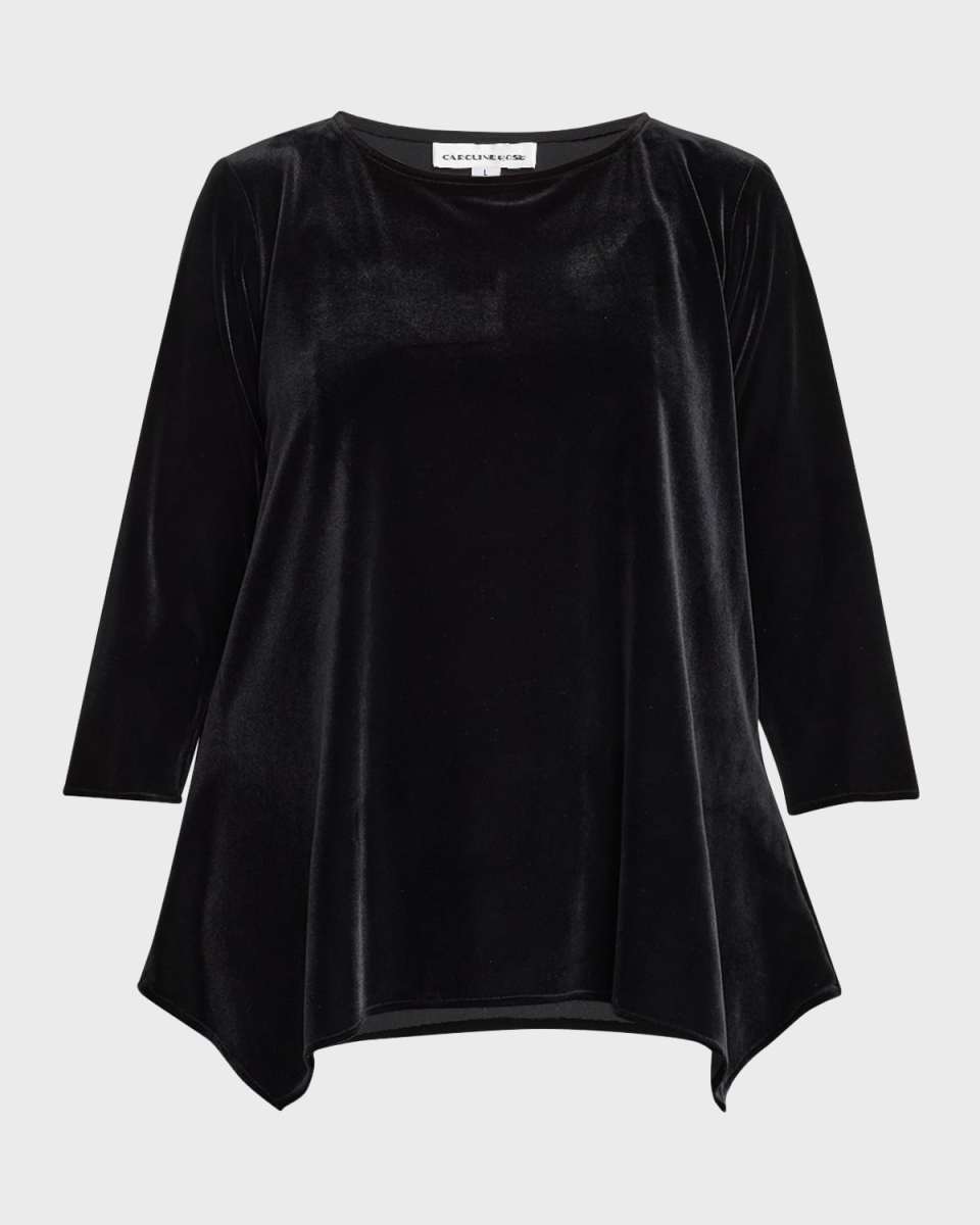 Plus Size Handkerchief Stretch Velvet Top