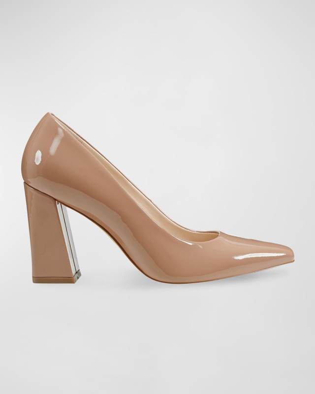 Yalina Patent Block-Heel Pumps