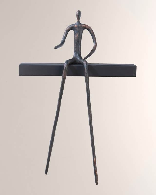 Moveable Sitting Man on Short Shelf, B