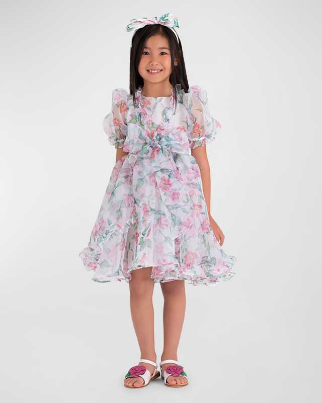 Girl's Enchanting Organza Floral Dress, Size 3T-10