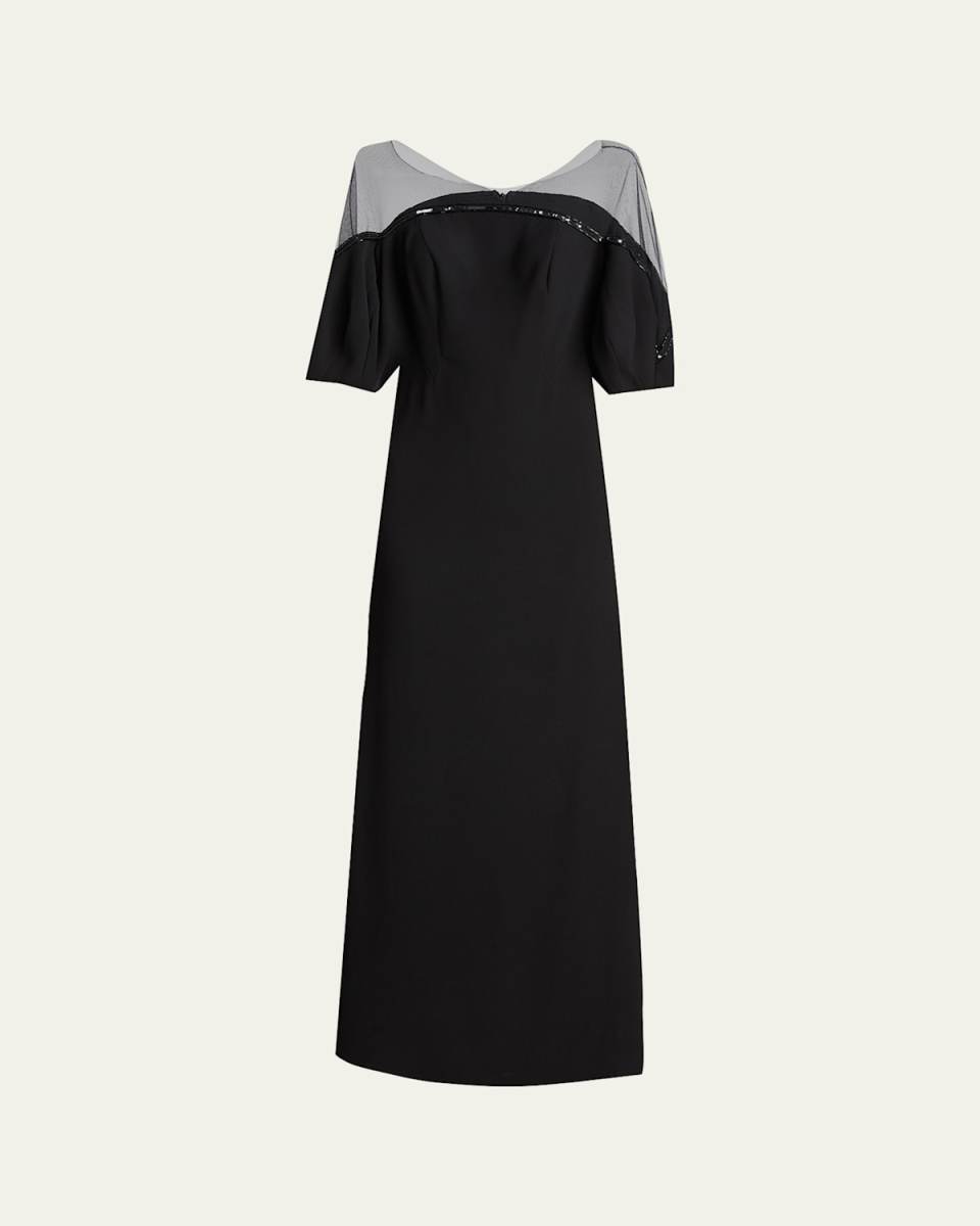 Crepe Illusion Gown