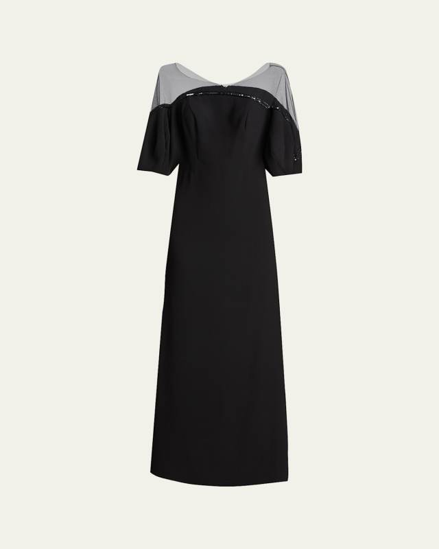Crepe Illusion Gown
