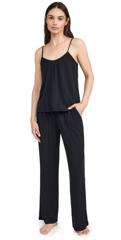 Eberjey Gisele Tencel Modal Cami & Pant PJ Set Black