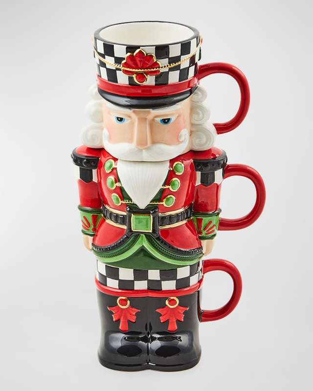 Classic Courtly Nutcracker Stacking Mugs, Set of 3
