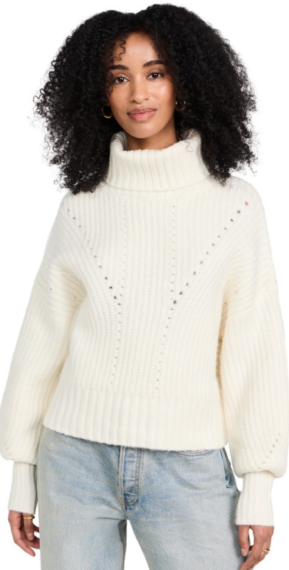 Varley Rogan Cropped Knit Pullover Egret