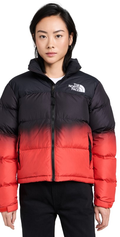 The North Face Women's 96 Nuptse Dip Dye Jacket Fiery Red Dip Dyemall Print