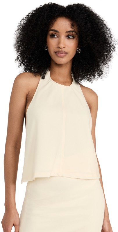 WARDROBE. NYC Backless Halter Top Off White