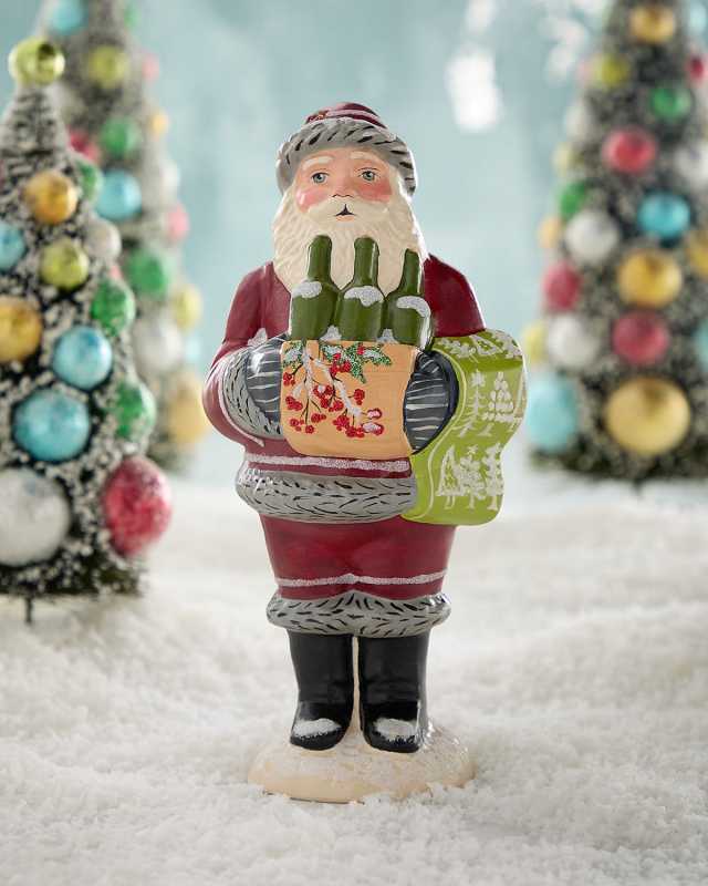 Burgundy Wine Santa Christmas Decoration