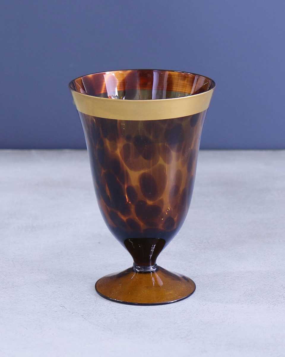 GLASS Tortoise and Golden Wine Glasses, Set of 4