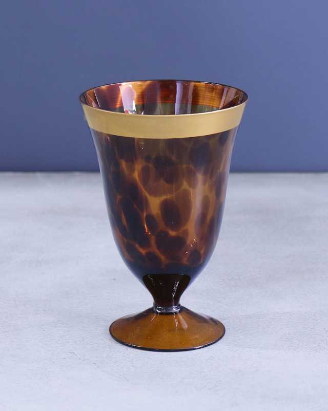 GLASS Tortoise and Golden Wine Glasses, Set of 4