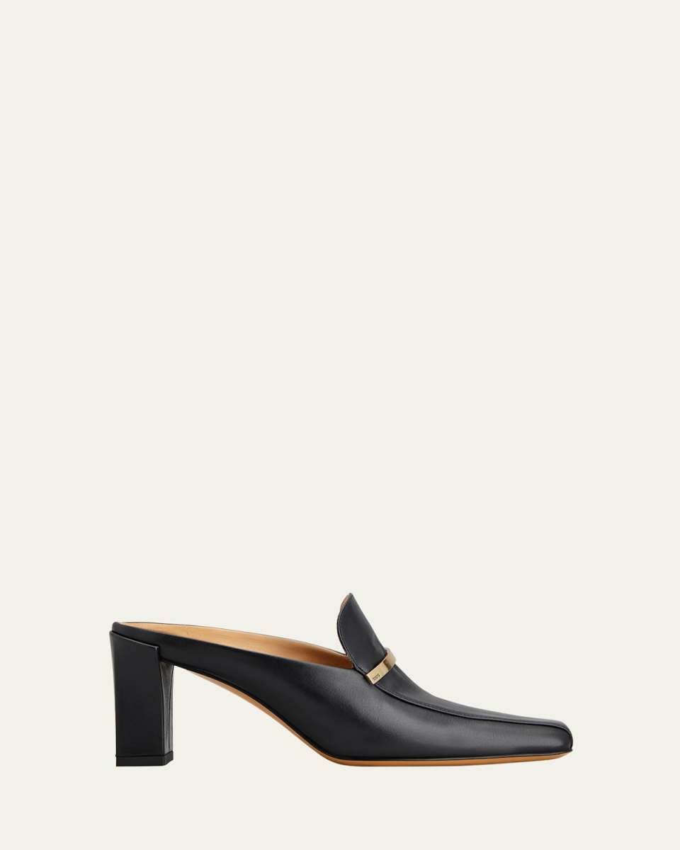 Leather Bar Loafer Mules
