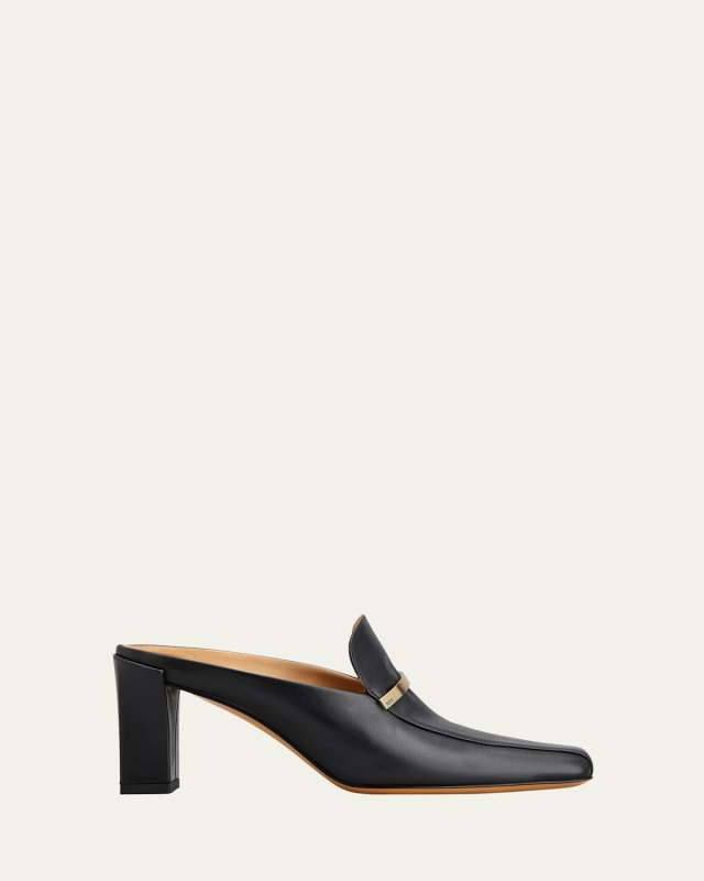 Leather Bar Loafer Mules