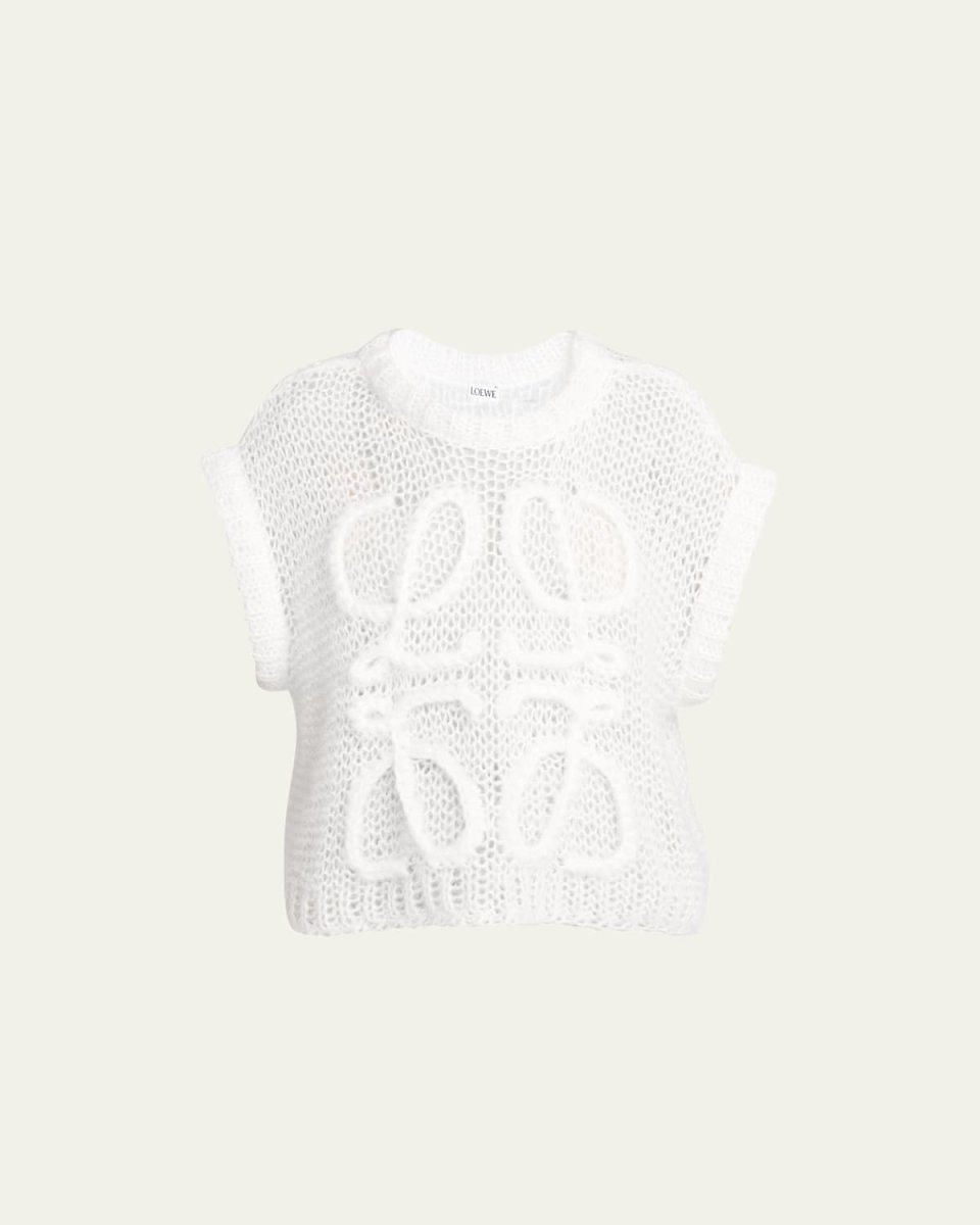 Open-Knit Wool Vest with Anagram Detai