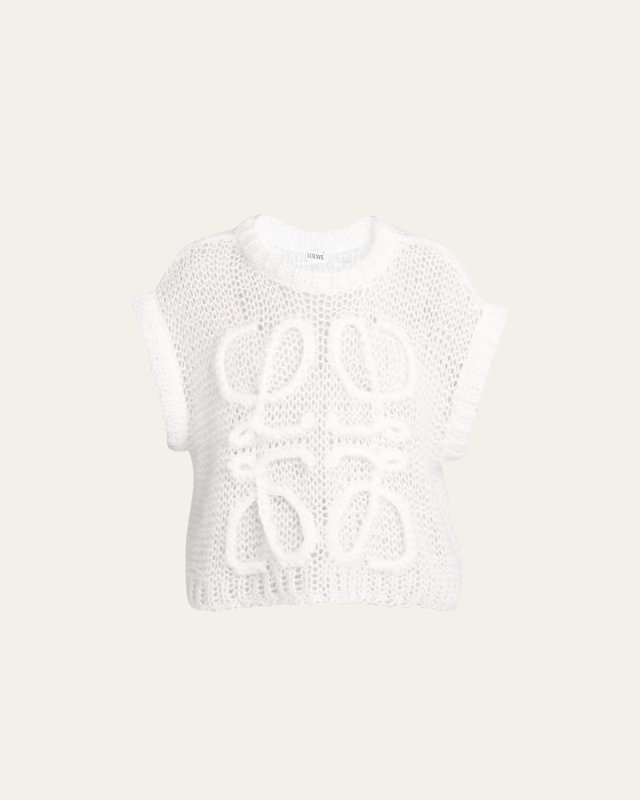 Open-Knit Wool Vest with Anagram Detai