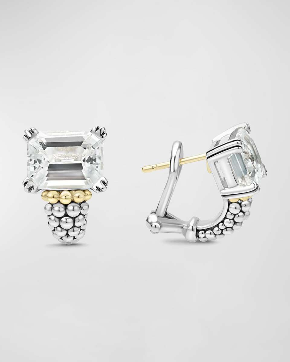 Glacier Two-Tone 9x7mm Half Hoop Omega Clip Earrings