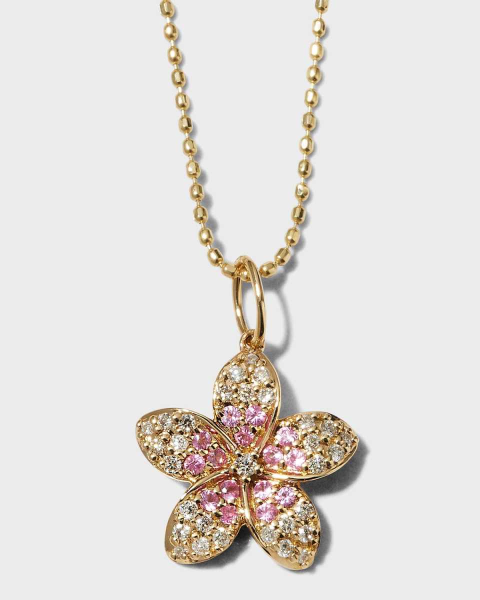 Yellow Gold Plumeria Charm Necklace