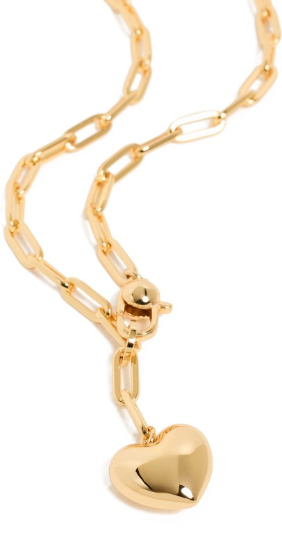 Jenny Bird Puffy Heart Chain Necklace High Polish Gold