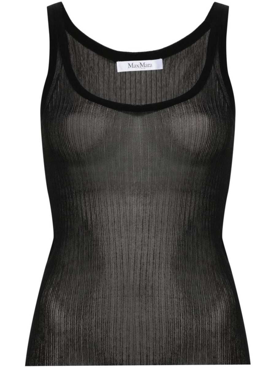 semi-sheer fine-ribbed top
