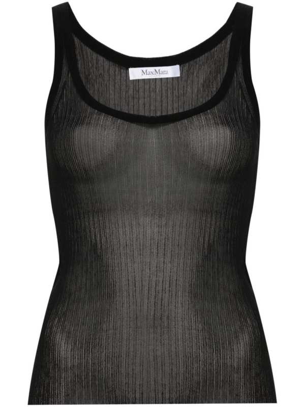 semi-sheer fine-ribbed top