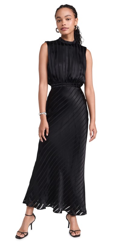 SALONI Fleur Silk Dress Black