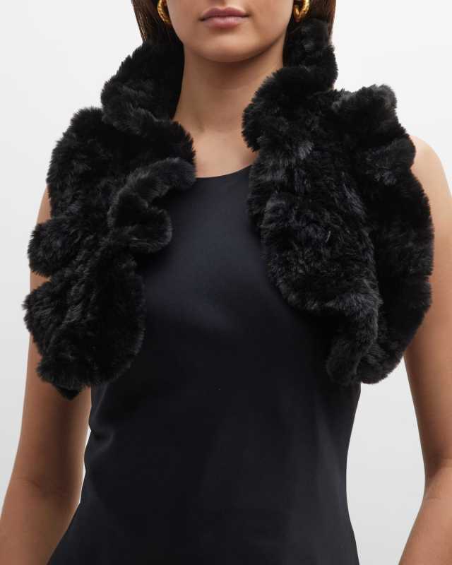Ruffle Faux-Fur Pull-Through Scarf