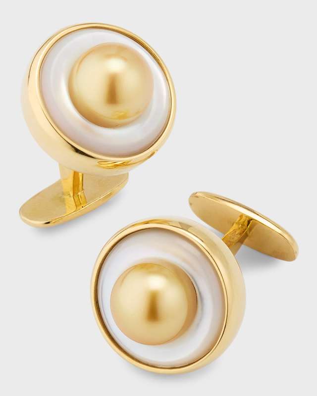 8mm Golden South Sea Pearl Cufflinks