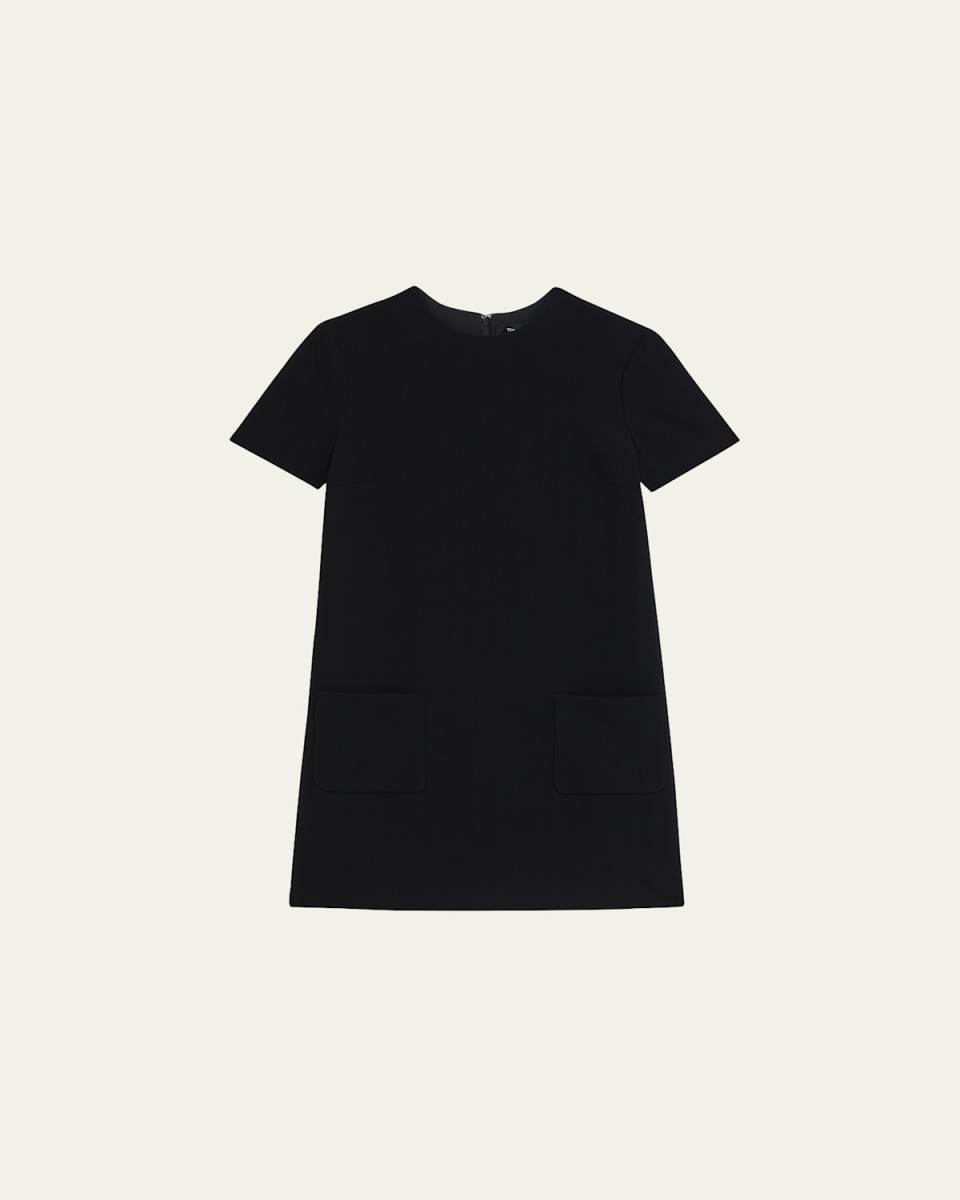 Admiral Stripe Short-Sleeve Pocketed Mini Shift Dress