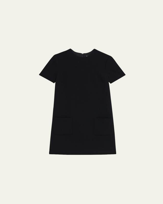 Admiral Stripe Short-Sleeve Pocketed Mini Shift Dress