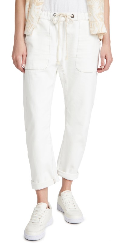 One Teaspoon Shabbies Drawstring Boyfriend Jeans White Beauty/Tan