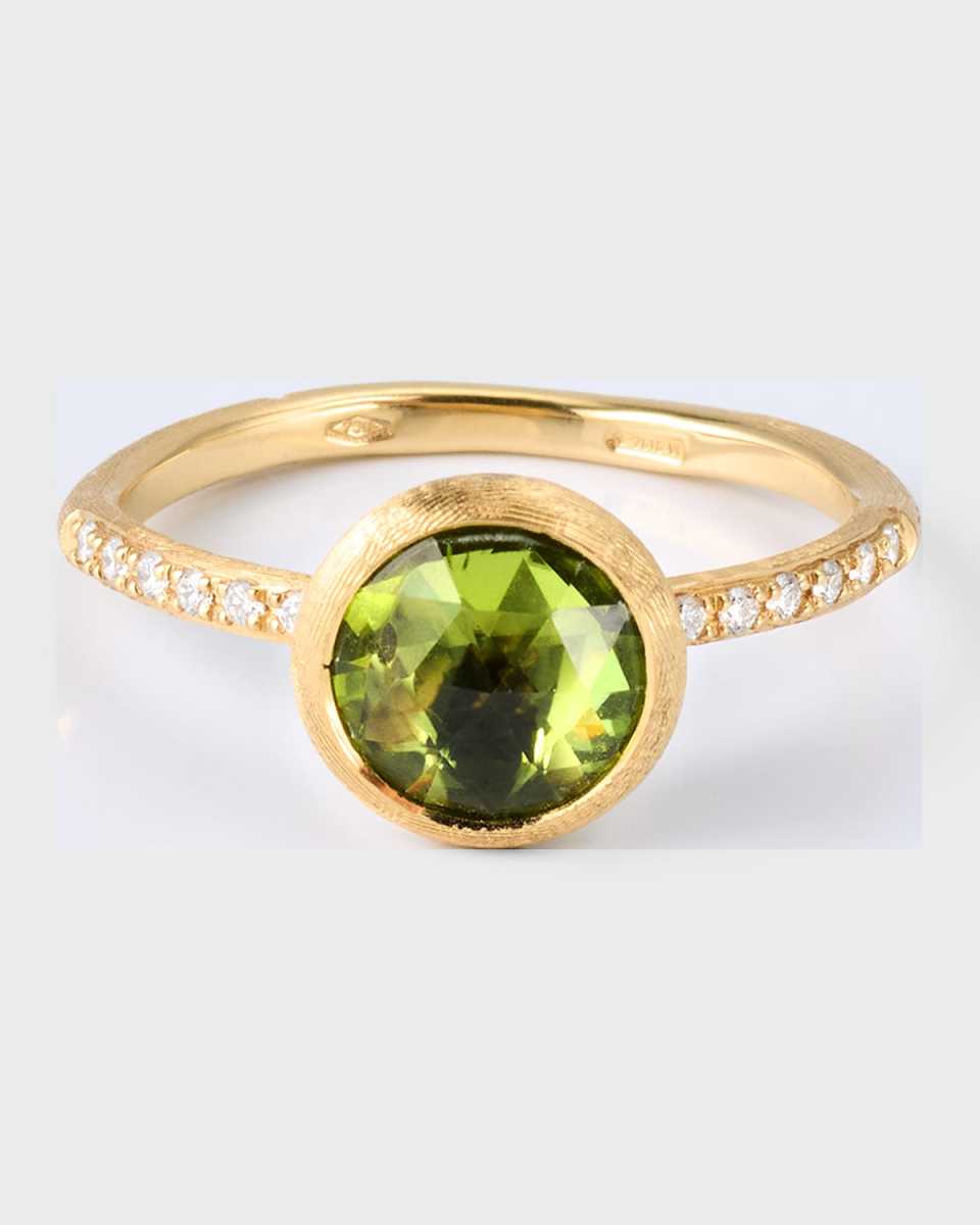 Jaipur Color Stackable Ring with Peridot and Diamonds, Size