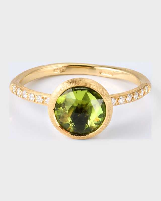 Jaipur Color Stackable Ring with Peridot and Diamonds, Size
