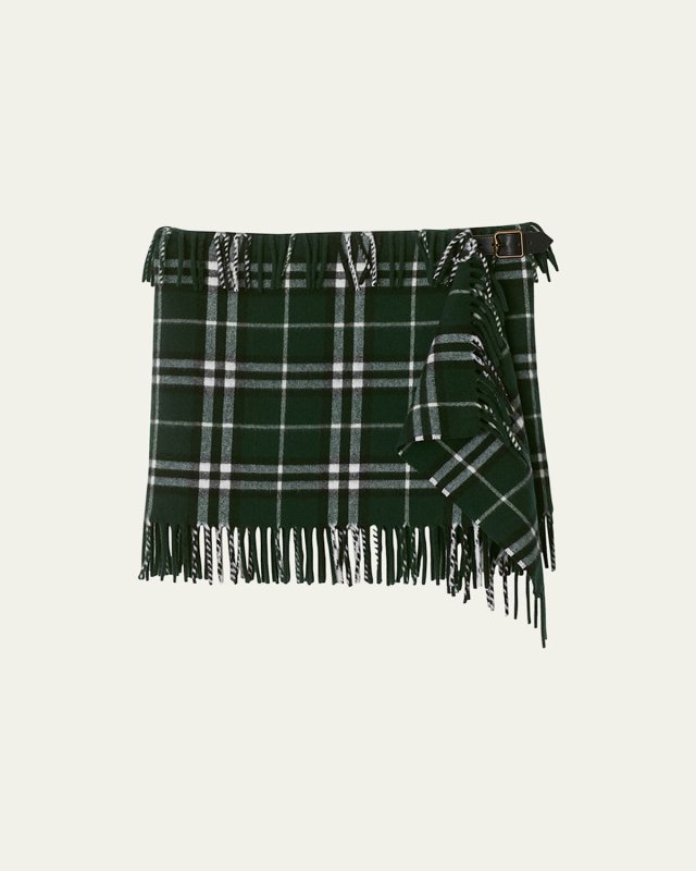 Check Mini Fringe Wool Cashmere Kilt