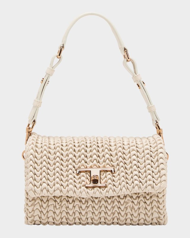 Mini Plisse Leather Clutch Bag