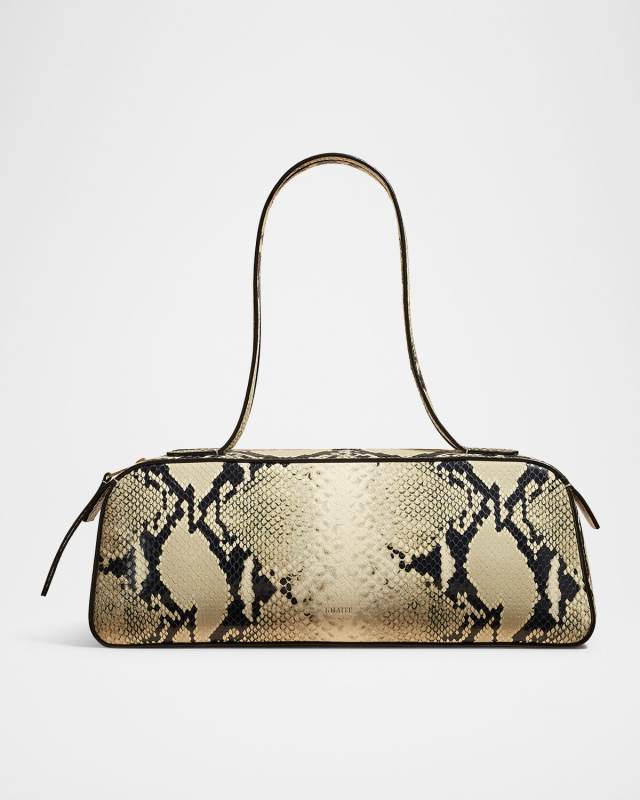 Simona Python-Embossed Leather Shoulder Bag