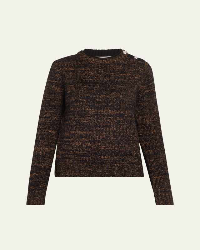 Chord Crystal-Button Wool Sweater
