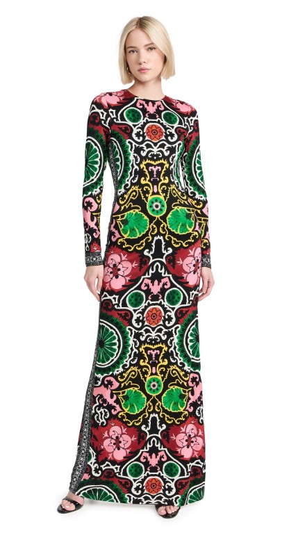 alice + olivia Delora Maxi Dress Monarch Black Medium