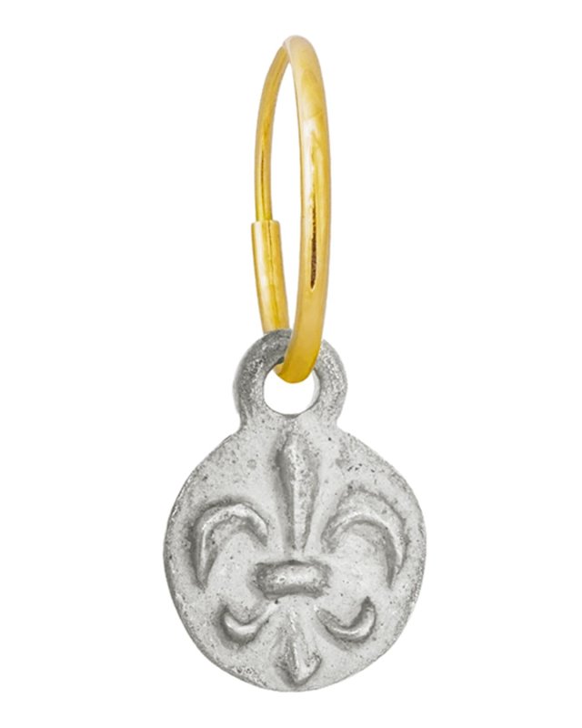 Tiny Fleur de Lis Coin Single Earring