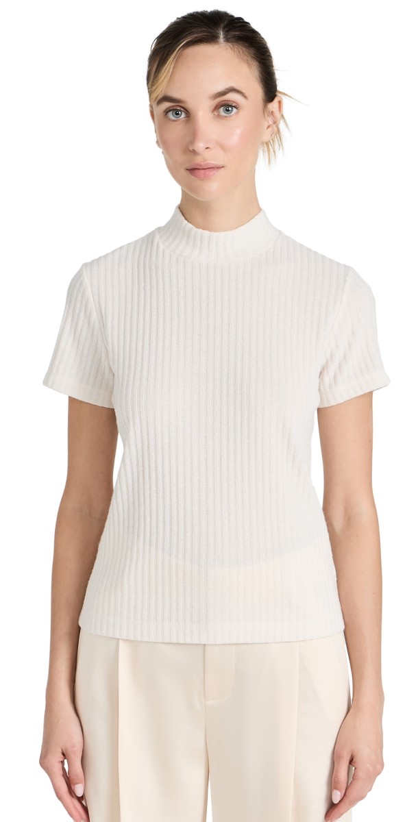 Vince Mock Neck Top Feather