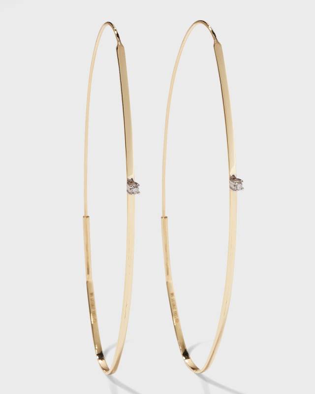 Large 14K Oval Magic Hoop Earrings with Diamonds