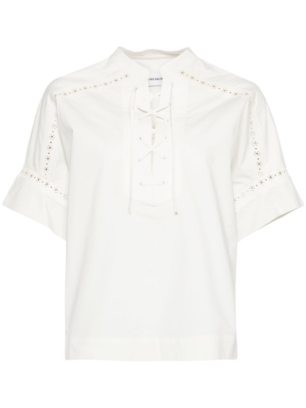 Yves Salomon openwork short-sleeve shirt