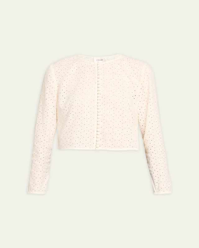 Cropped Eyelet Cotton Jacket