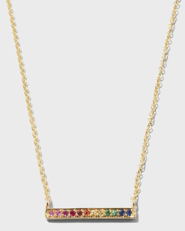 Short Gold Bar Rainbow Necklace