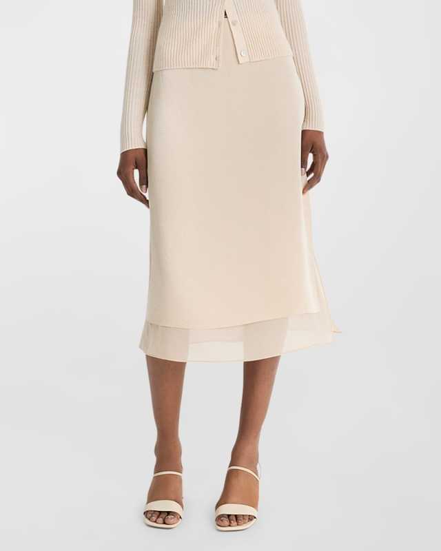 Double Side-Slit Straight Layered Skirt