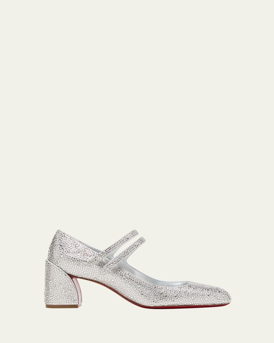 Miss Jane Crystal Red Sole Double-Buckle Pumps